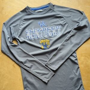 Majestic Kentucky Long Sleeve Shirt Gray with Blue and Yellow Logo